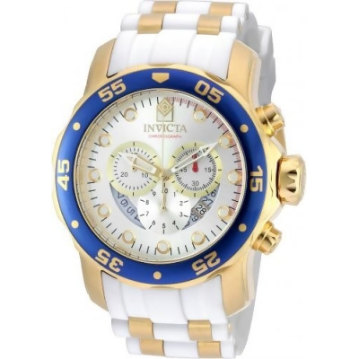 Invicta 20293 Mens Pro Diver Quartz Chronograph Silver Dial Watch with Stainless Steel & Silicone 