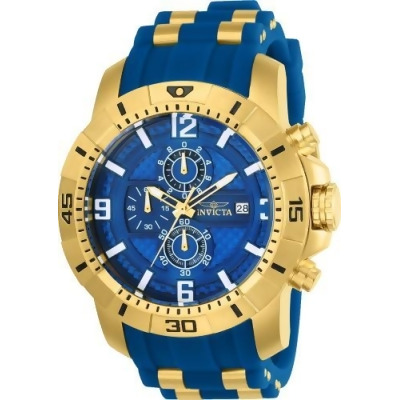 Invicta 24966 Mens Pro Diver Quartz Multifunction Blue Dial Watch with Blue & Gold Tone 