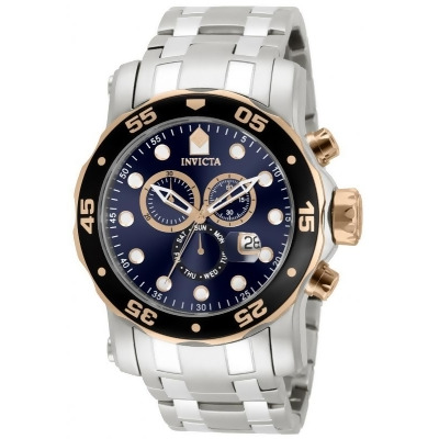 Invicta 80038 Mens Pro Diver Quartz Chronograph Blue Dial Watch with VD53 Caliber 