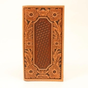 Ariat Men/'s Brown Feather Tooled Rodeo Wallet A3539308