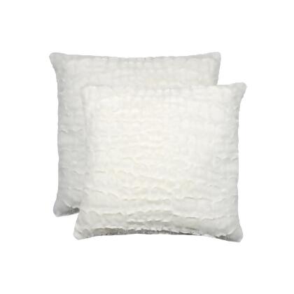 Luxe Faux Fur 676685041180 18 x 18 in. Belton Sheepskin Pillow - Ivory Mink - Pack of 2 