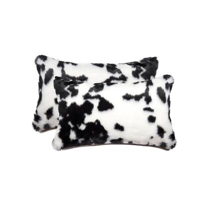 Luxe Faux Fur 676685041210 12 x 20 in. Belton Sheepskin Pillow - Sugarland Black & White - Pack of 2 