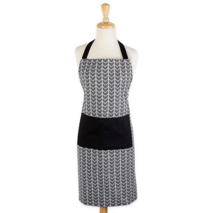 Design Imports CAMZ38559 Herringbone Chef Apron - Black & White 