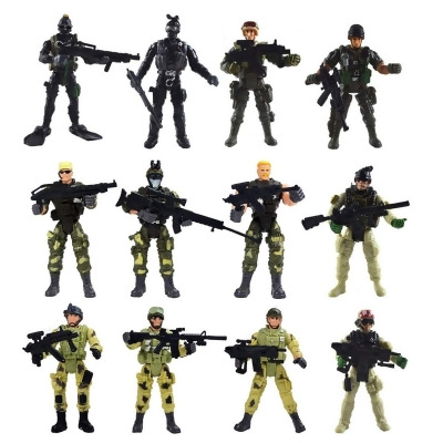 AZ Trading & Import PSA61 4 in. Tall Special Force Army Swat Soldiers Action Figures with Weapons & Accessories - 12 per Pack 