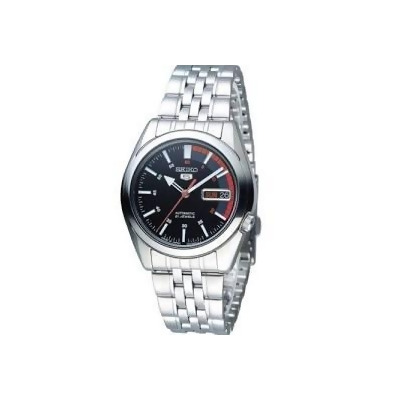 Seiko SNK375J1 Mens 5 Automatic Black Dial Stainless Steel Watch 
