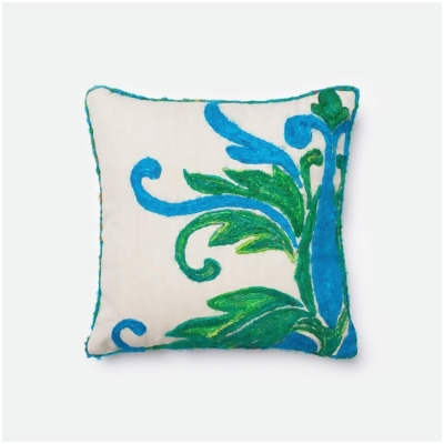Loloi Rugs P053P0232GRBBPIL1 18 x 18 in. Decorative Pillow Cover - Green & Blue 