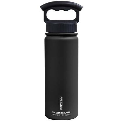 Icy-Hot Hydration V18006BK0 18 oz Matte Black Vacuum Insulated Bottle - 3 Finger Grip Lid 