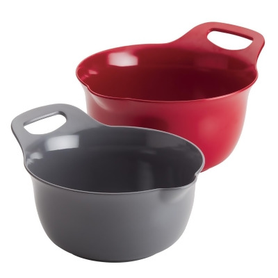 Rachael Ray 47645 Tools & Gadgets Nesting Mixing Bowl Set, 2 Piece - Red & Gray 