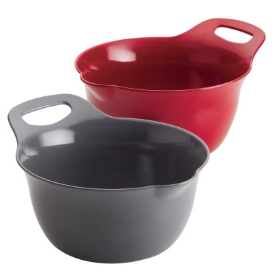 Rachael Ray 47647 Tools & Gadgets Nesting Mixing Bowl Set, 2 Piece - Red & Gray 