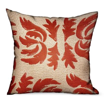 Plutus Brands PBRAO131-2424-DP 24 x 24 in. Claret Leaflet Orange Paisley Luxury Outdoor & Indoor Throw Pillow 