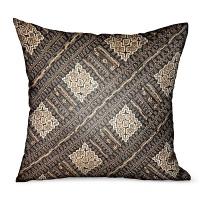 Plutus Brands PBRAO102-1616-DP 16 x 16 in. Pewter Lattice Charcoal Geometric Luxury Outdoor & Indoor Throw Pillow 