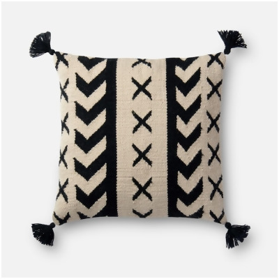 Loloi Rugs P051P0502BLIVPIL1 18 x 18 in. Decorative Pillow Cover, Black & Ivory 
