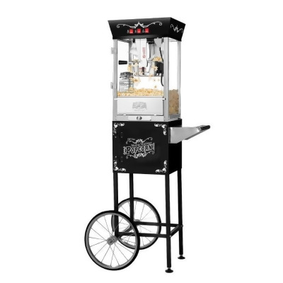 Great Northern Popcorn 83-DT5626 6084 Black Antique Style 8 oz Popcorn Popper Machine with Cart 