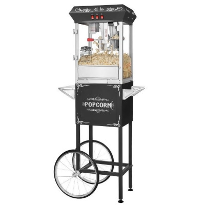 Great Northern Popcorn 83-DT5630 6096 Black Foundation 8oz Full Popcorn Popper Machine with Cart - 8 oz 