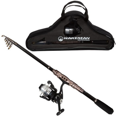 Wakeman 80-FSH6000 Spinning Reel, Carbon Fiber & Steel Telescopic Pole Fishing Rod & Reel Combo , Black 