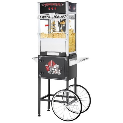 Great Northern Popcorn 83-DT5671 6209 Top Star Black Commercial Quality Popcorn Machine with Cart - 12 oz 