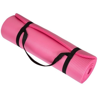 Wakeman 80-5134-PINK Non Slip Comfort Foam Durable Extra Thick Yoga Mat for Fitness, Pilates & Workout with Carrying Strap - Pink 