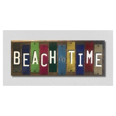 Smart Blonde WS-055 1.5 x 6 in. Beach Time License Plate Strip Novelty Wood Sign 