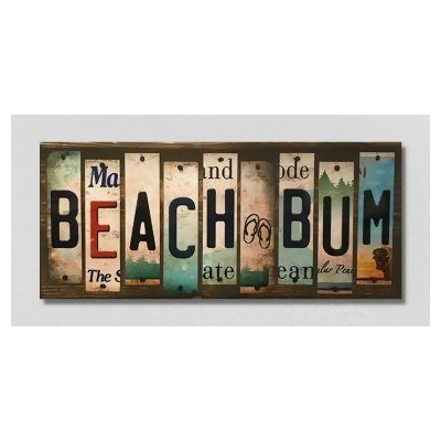 Smart Blonde WS-131 1.5 x 6 in. Beach Bum License Plate Strips Novelty Wood Sign 