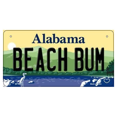 Smart Blonde BP-9996 Beach Bum Alabama Novelty Metal Bicycle Plate - 5 x 17 in. 