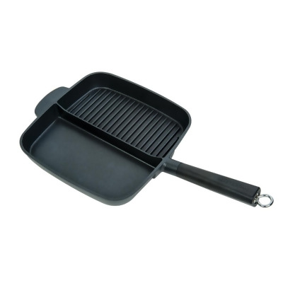 Masterpan MP-112 11 in. Non-Stick Cast Aluminium 2 Section Meal Skillet - Black 
