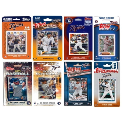 C&I Collectables TIGERS818TS MLB Detroit Tigers 8 Different Licensed Trading Card Team Sets 
