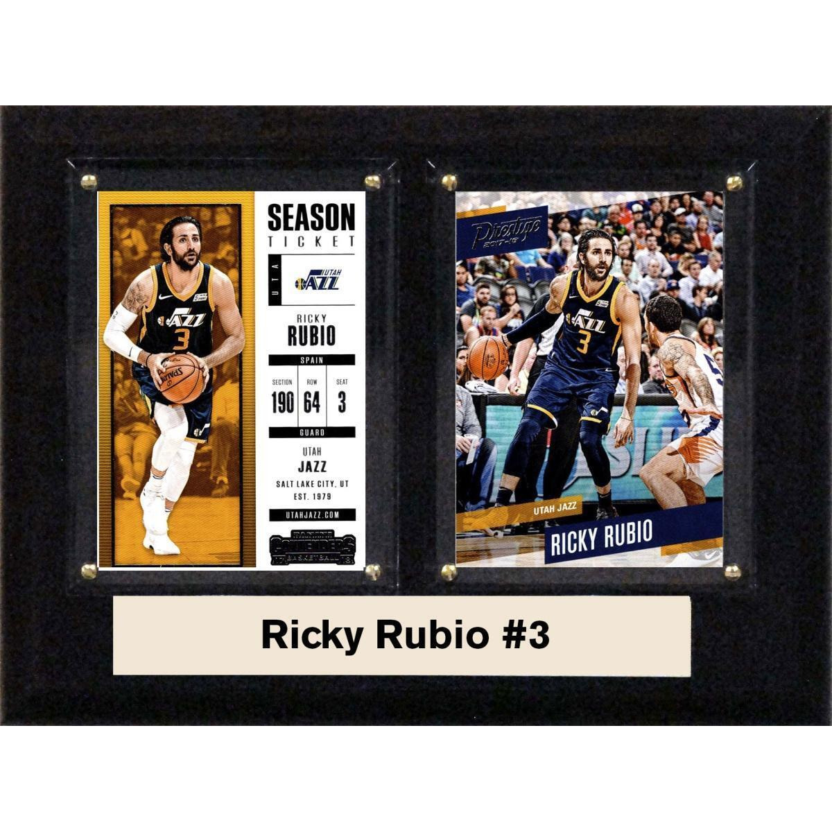 C&I Collectables 68RUBIOUTAH NBA 6 x 8 in. Ricky Rubio Utah Jazz Two Card Plaque