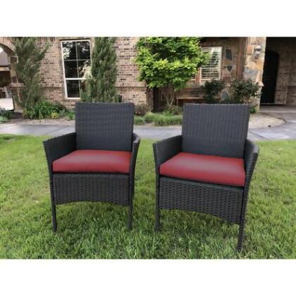 International Caravan 4016-2CH-AP-MT Resin Wicker & Steel Contemporary Arm Chair with Cushions, Antique Pecan - Set of 2 