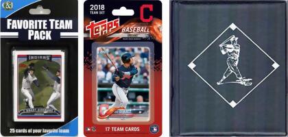 C & I Collectables INDIANSTSC18 MLB Cleveland Indians Licensed 2018 Topps Team Set & Favorite Player Trading Cards Plus Storage Album 