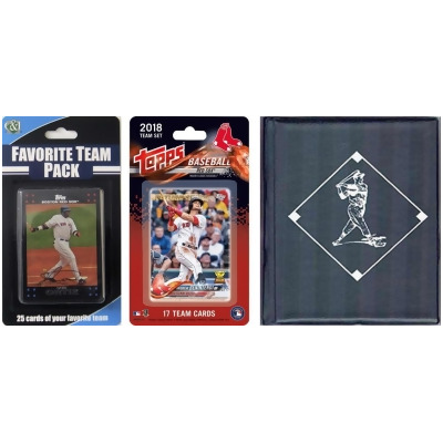 C & I Collectables REDSOXTSC18 MLB Boston Red Sox Licensed 2018 Topps Team Set & Favorite Player Trading Cards Plus Storage Album 