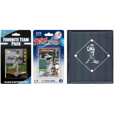 C & I Collectables YANKEESTSC18 MLB New York Yankees Licensed 2018 Topps Team Set & Favorite Player Trading Cards Plus Storage Album 