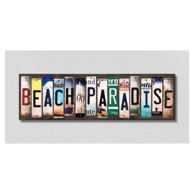 Smart Blonde WS-450 6 x 1.5 in. Beach Paradise License Plate Strips Novelty Wood Sign 