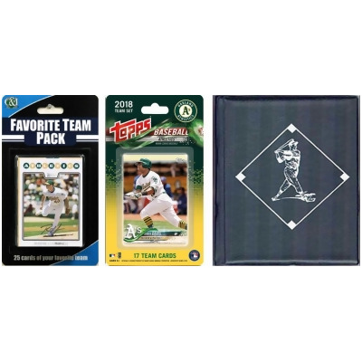 C & I Collectables OASTSC18 MLB Oakland Athletics Licensed 2018 Topps Team Set & Favorite Player Trading Cards Plus Storage Album 