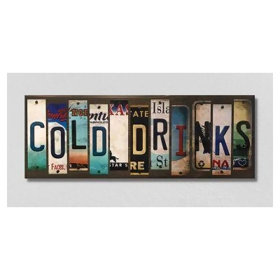 Smart Blonde WS-123 1.5 x 6 in. Cold Drinks License Plate Strips Novelty Wood Sign 