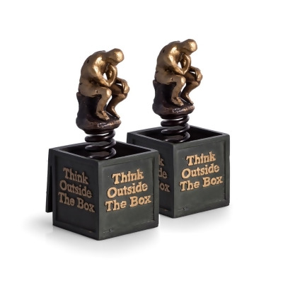 Bey-Berk International R10N Bronze Finished Think Outside the Box Thinker Bookends 