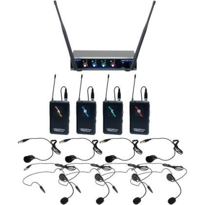 Vocopro HYBRIDQUADB1 B1 UHF Hybrid Wireless Headset & Lapel Microphone System