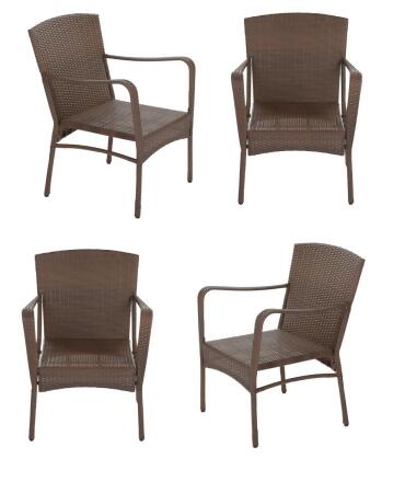 W Unlimited SW1616-4CH Leisure Brown Wicker Outdoor Lounge Chair Set - 4 Piece 