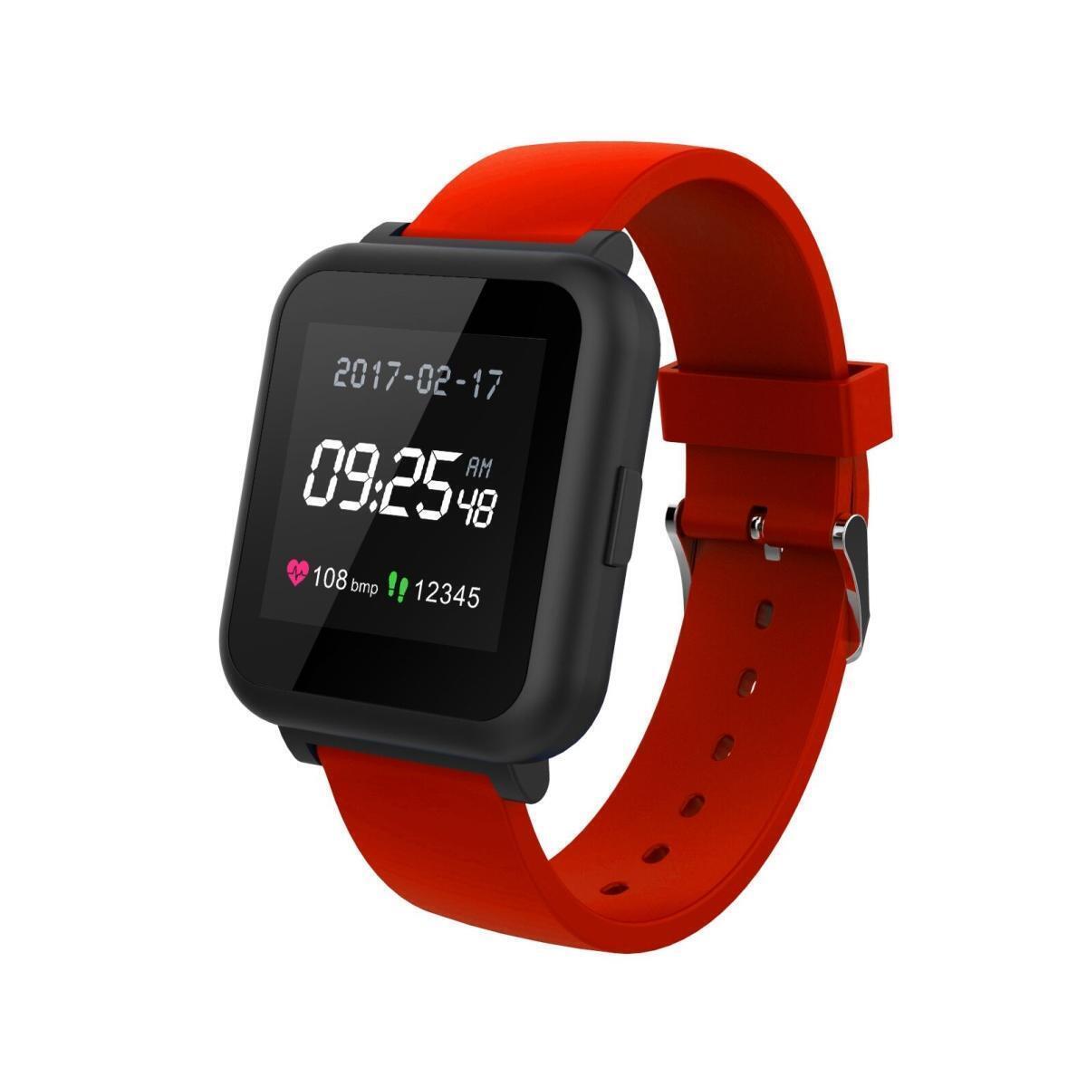 RBX Active RBXTR011RE Digital Smart Watch with Square Dial & Rubber Strap, Red
