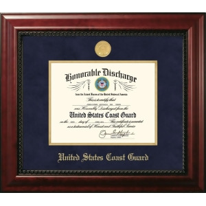 Campus Images Cgdexgf001 8.5 x 11 in. Patriot Frames Coast Guard Discharge Executive Mahogany Frame with Gold Medallion & Gold Filet - All