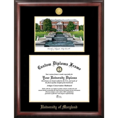 Campus Images MD998LGED-1713 13 x 17 in. University of Maryland Gold Embossed Diploma Satin Mahogany Frame with Lithograph 