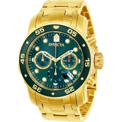 Invicta 21925 Mens Pro Diver Quartz Multifunction Green Dial Watch with Gold Tone 
