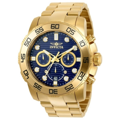 Invicta 22228 Mens Pro Diver Quartz Chronograph Blue Dial Watch with Gold Tone 