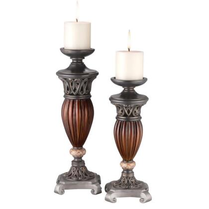 Ore Furniture K-4190C 16 - 13 in. Roman Bronze Collection- 2 In 1 Candleholder Set 