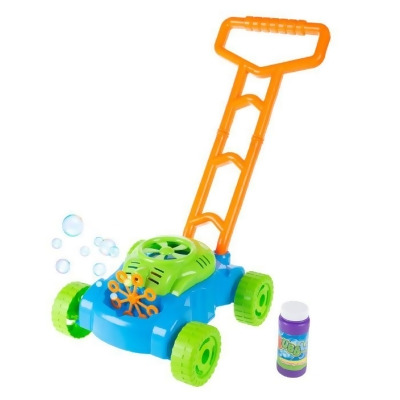Hey Play 80-1706V038 Bubble Lawn Mower - Toy Push Lawnmower Bubble Blower Machine, Blue, Green & Orange 