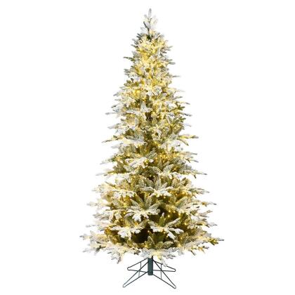 Vickerman K185046LED 4.5 ft. x 32 in. Flocked Kamas Fraser Artificial Christmas Tree with 200 Warm White Dura-Lit LED Light & 824 Tip Count 