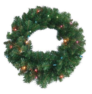 Puleo Asia 252388 24 in. Holiday Wonderland Multi-color Mixed Needle Artificial Wreath 