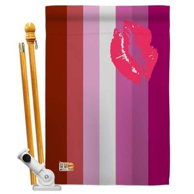Americana Home & Garden AA-ST-HS-148014-IP-BO-D-US18-AG 28 x 40 in. Lipstick lesbian Inspirational Support Impressions Decorative Vertical Double Sided House Flag Set & Pole Bracket Hardware Flag Set 