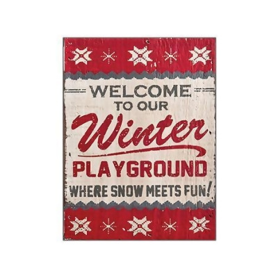 Mr. MJs Trading IV-S17-G332 Welcome to Winter Playground Wooden Sign Wall Decor 