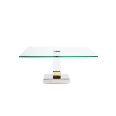 Classic Touch gat109 Square Glass Cake Stand with Acrylic Stem, 8 x 12 x 8 in. 