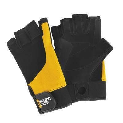 Singing Rock 497759 Falconer 3 by 4 Gloves, Black & Yellow - Medium 